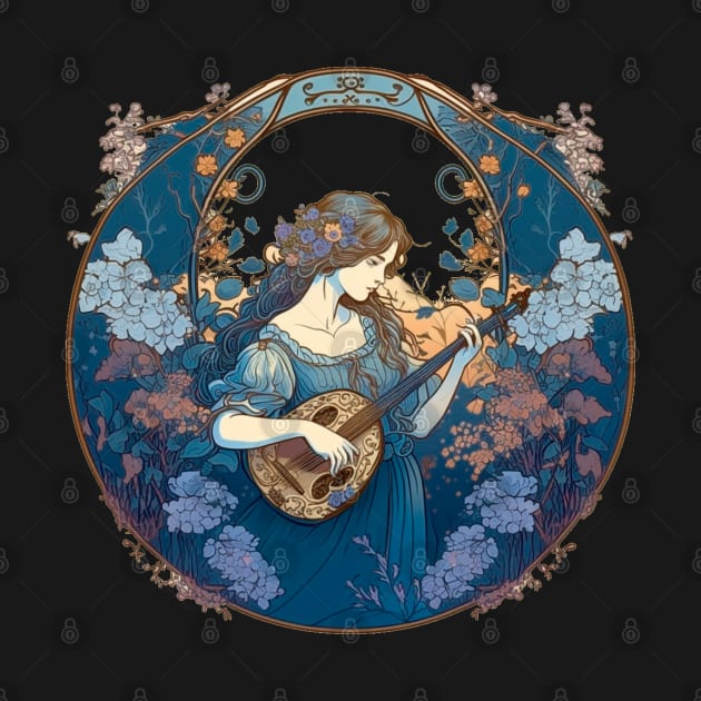 Lute Player in a Garden by April Snow 