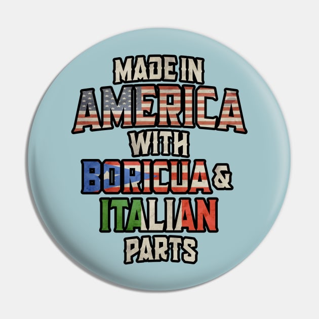 Puerto Rican And Italian Made In America Mix DNA Heritage Vintage Pin by Just Rep It!!