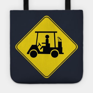 Caution Road Sign with Golf Cart Tote