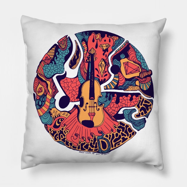 Retro Triad Circle of Music Pillow by kenallouis