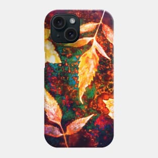 Botanical autumn leaves on the rust background Phone Case