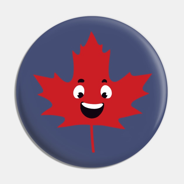 Cool Canada Day Maple Leaf Happy Face Pin by RickandMorty
