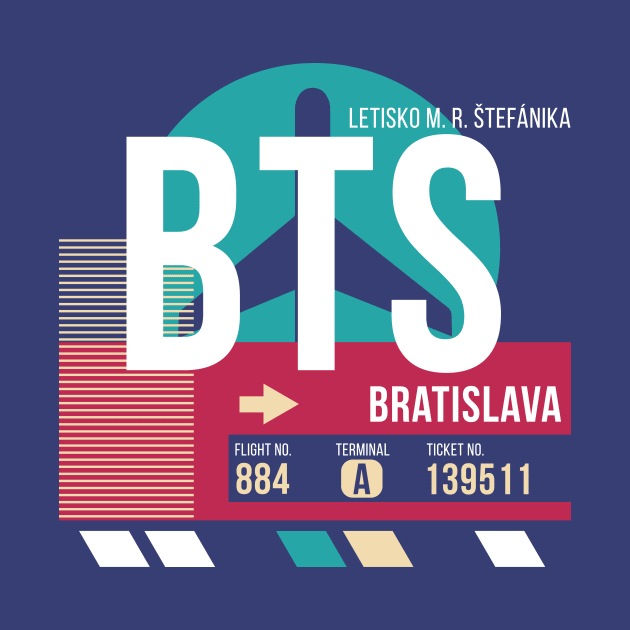 Bratislava, Slovakia (BTS) Airport Code Baggage Tag by SLAG_Creative