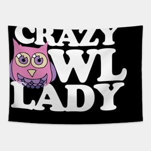 Crazy Owl Lady Tapestry