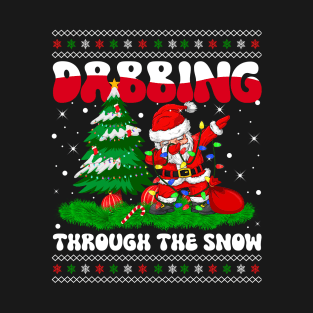 Dabbing Through The Snow Santa Dab Dance Christmas Lights T-Shirt