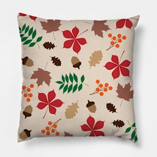 Autumn leaves falling with acorns and fruits / Fall pattern 2 Pillow