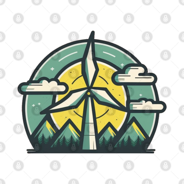 Get Your Eco-Chic On with the Wind Turbine Cartoon Design by Greenbubble