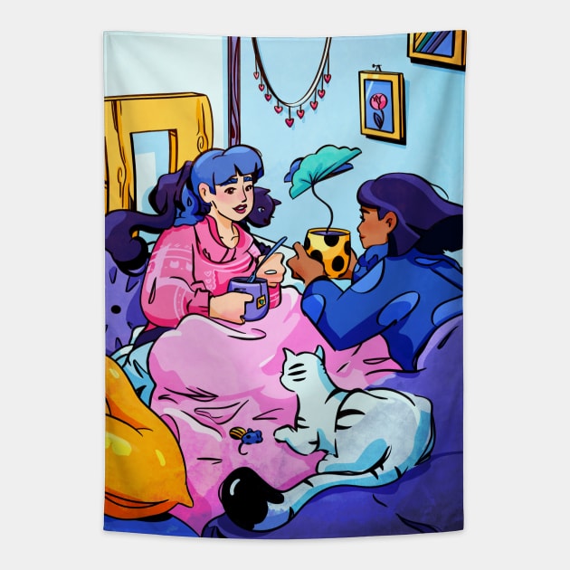 Sleepover Tapestry by kjm.illustrations