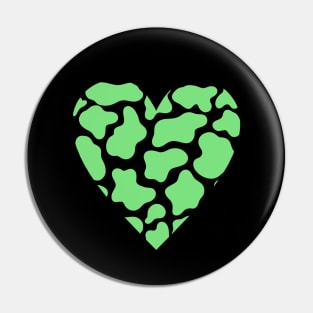 Cow Print Green Heart Design Pin