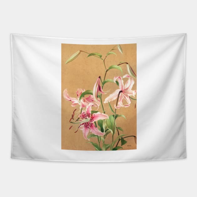 Rose Flower painting, Lilies no. 5 (1886) by L. Prang &amp;amp; Co Tapestry by T-SHIRT-2020