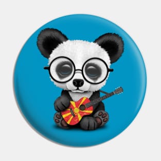 Baby Panda Playing Macedonian Flag Guitar Pin