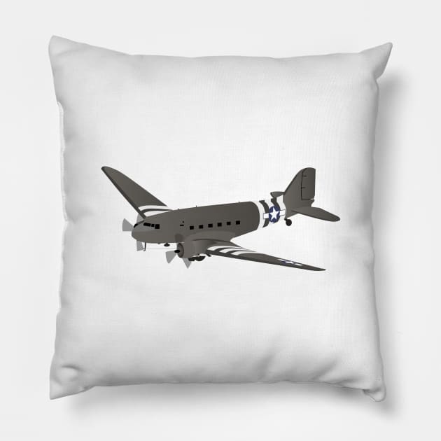 Douglas C-47 Skytrain WW2 Transport Airplane Pillow by NorseTech