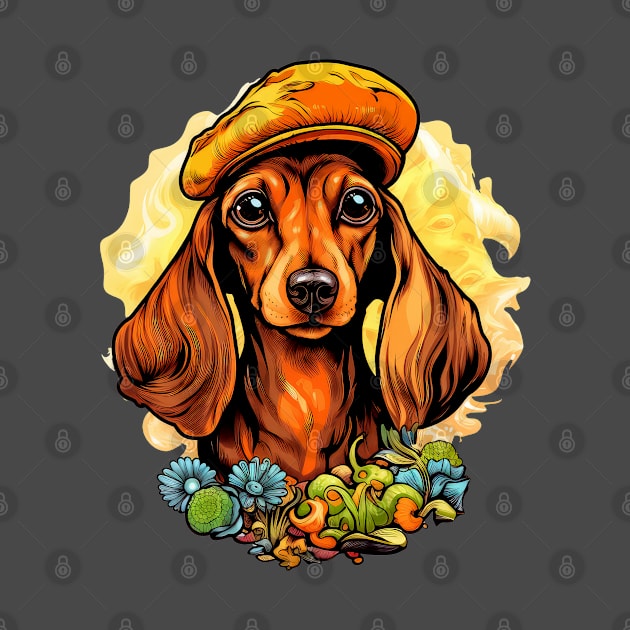 Psilocybin Dachshund by RosaliArt