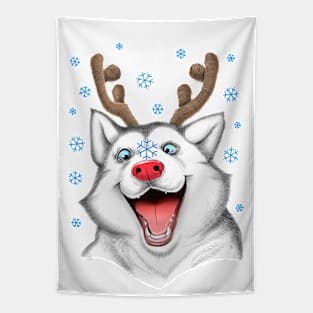 Husky Rudolph Tapestry