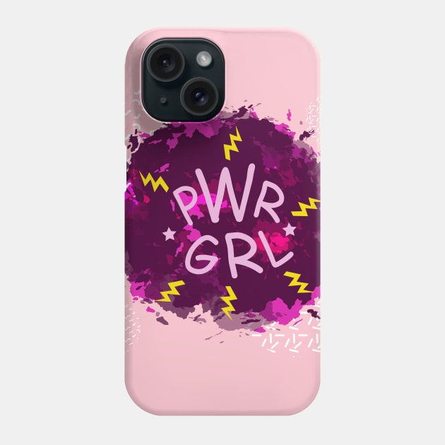 PWR GRL: Power girl in splashes of fuchsia paint Phone Case by HarlinDesign