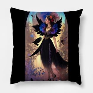 The Raven and the Witch Pillow