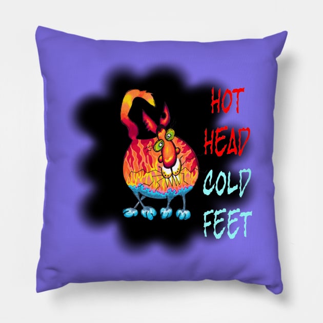 Hot Head Cold Feet Pillow by Cuprum