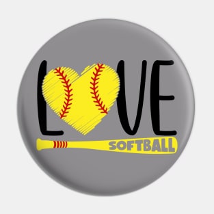 Love Softball Pin