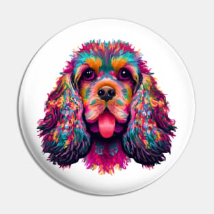 American Cocker Spaniel Dog Colorful Art Pin