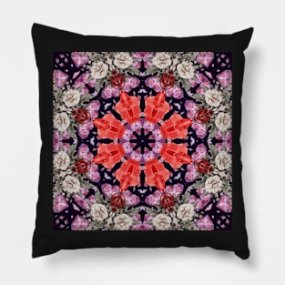 Crystal Hearts and Flowers Valentines Kaleidoscope pattern (Seamless) 34 Pillow