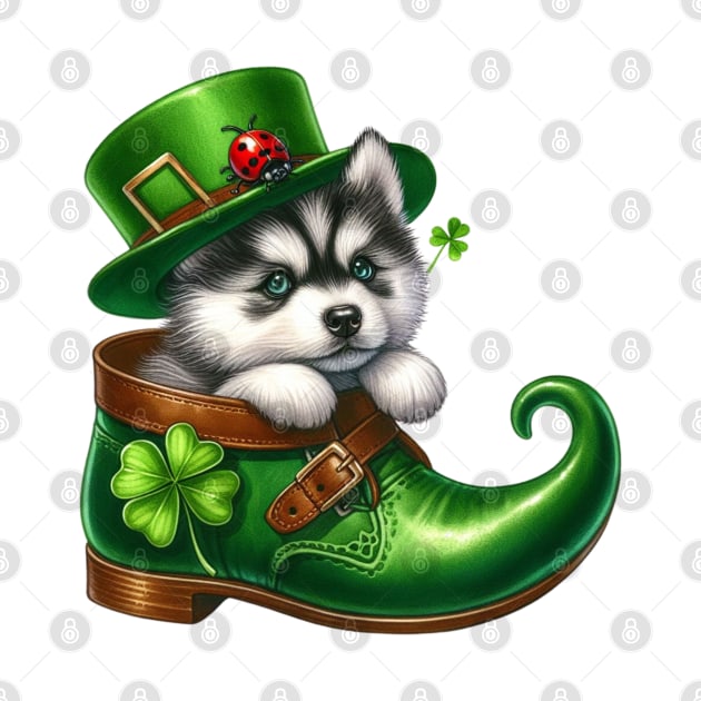 Siberian Husky Dog Shoes For Patricks Day by Chromatic Fusion Studio