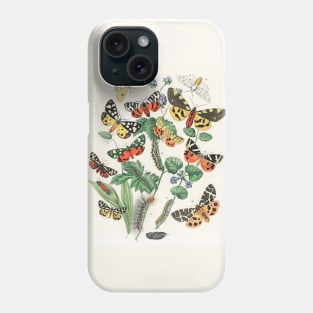 A kaleidoscope of fluttering butterflies and caterpillars (1882) Phone Case