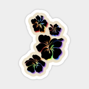 Hibiscus black with rainbow accents Magnet