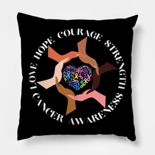 All Cancer Matters Awareness Fight All Cancer Ribbon Support Pillow