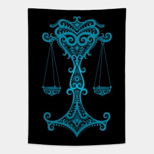 Blue Libra Zodiac Sign Tapestry