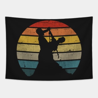 Ballroom dancing Silhouette On A Distressed Retro Sunset print Tapestry