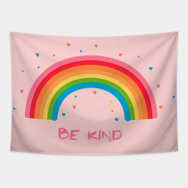 Be Kind - Cute Rainbow Tapestry by Clicky Commons