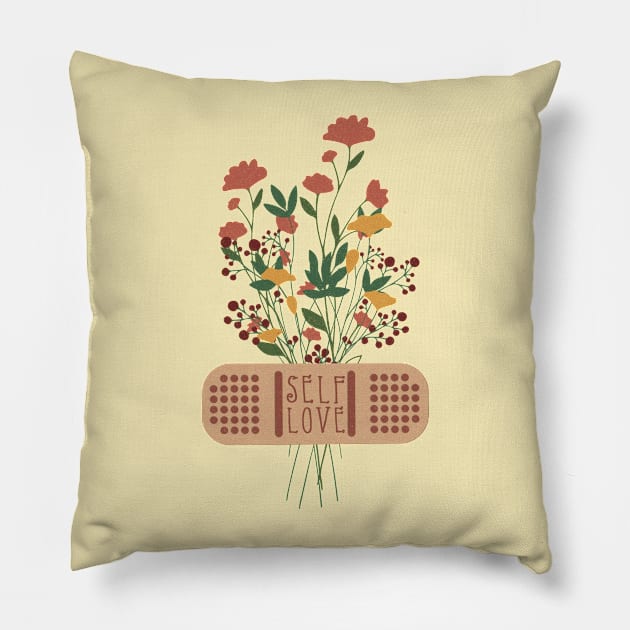 Self Love Floral Bandage Pillow by Teewyld