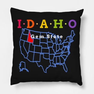 Idaho, USA. Gem State - with Map Pillow