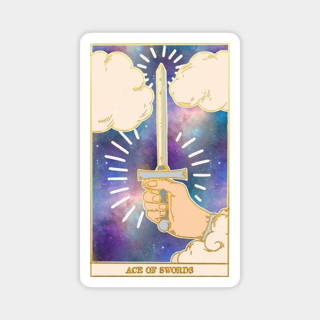 Ace Of Swords - Tarot Card Print - Minor Arcana Magnet by annaleebeer