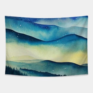 Watercolor mountains landscape 2 Tapestry