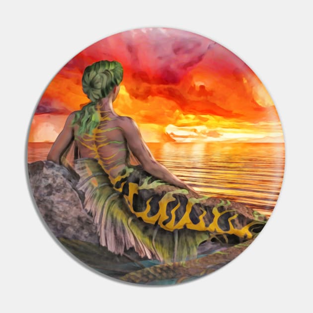 Mermaid Sunset Pin by 2HivelysArt