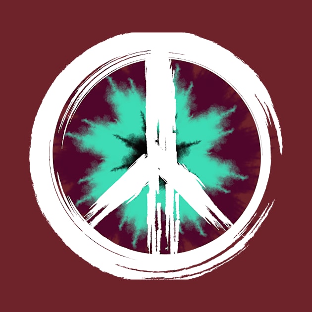 Maroon/Teal Tie-Dye Peace Sign by AwkwardTurtle