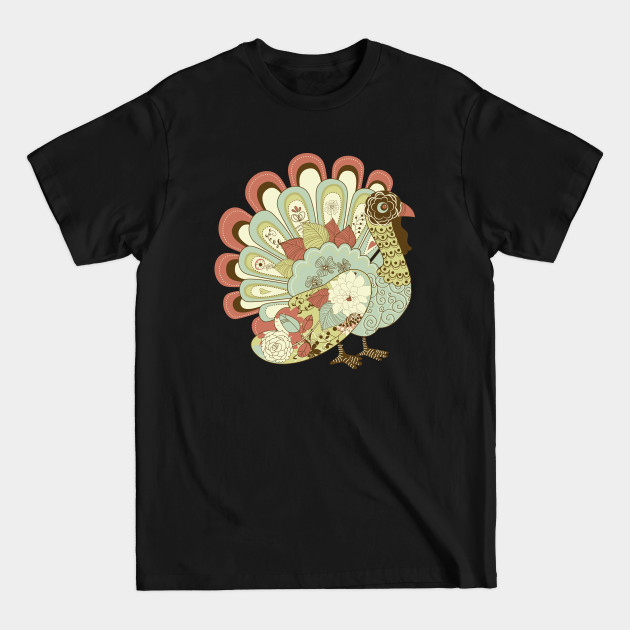 Discover Vintage Floral Cute Thanksgiving Dinner Turkey Day - Cute Thanksgiving Turkey - T-Shirt