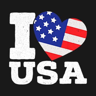 Patriotic America I Love USA Flag 4th Of July American T-Shirt