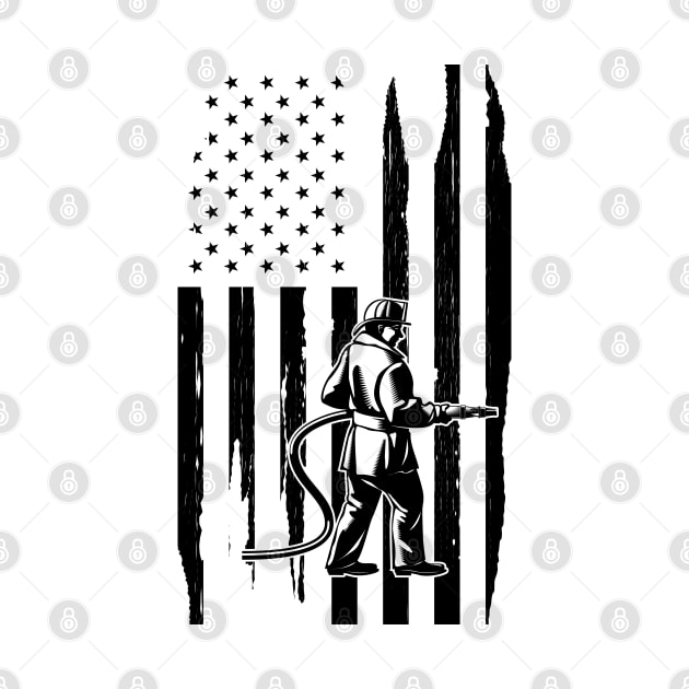 Firefighter in American Flag by KC Happy Shop