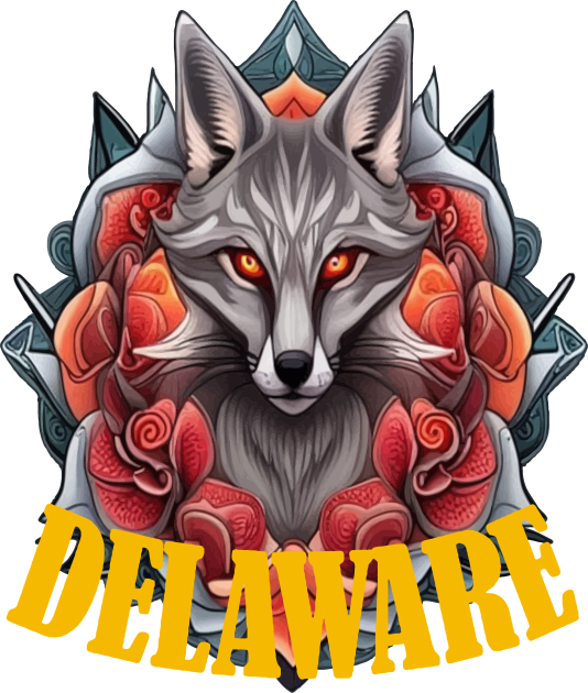 Delaware Gray Fox Surrounded By Peach Blossom Kids T-Shirt by taiche