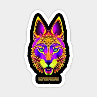 Kitsune Japan Tribal Popart Magnet