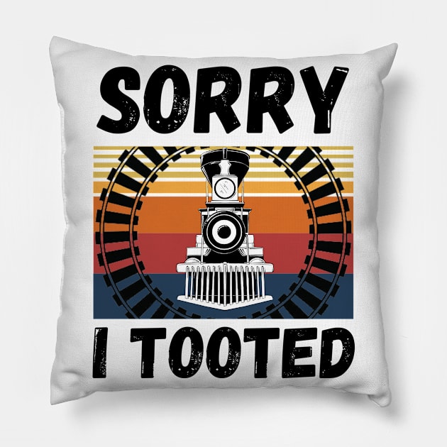 Sorry I Tooted Funny Train Pillow by JustBeSatisfied