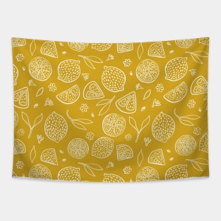 The Juiciest Yellow Lemons Pattern Nature Tapestry