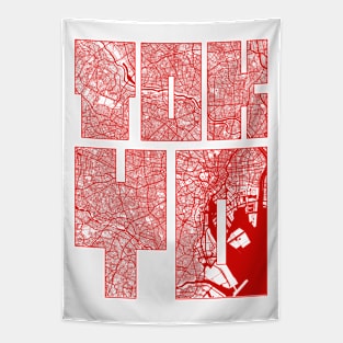 Tokyo, Japan City Map Typography - Oriental Tapestry