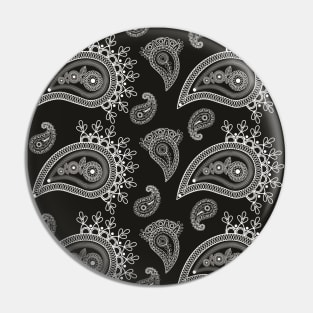 Paisley Neck Gator Bandana Look Paisley Black and White Pin