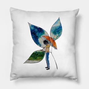 Anime girl with umbrella Pillow