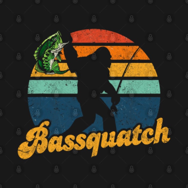 Bassquatch Funny Bigfoot Fishing Outdoor Retro Sasquatch by Jayden Forster