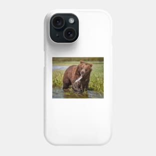 Grizzly with Fish Phone Case