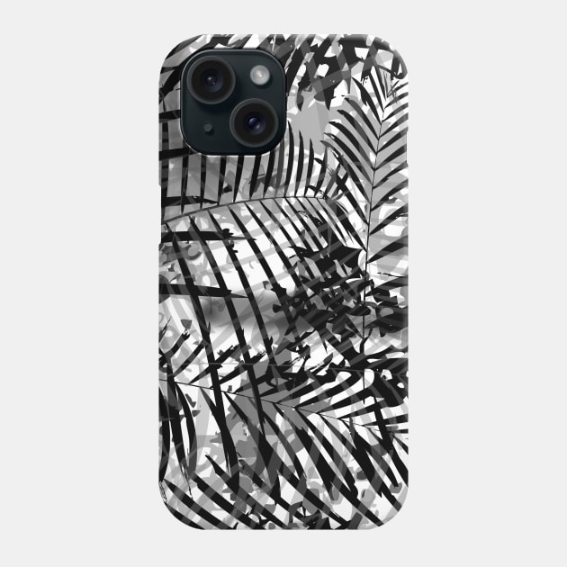 Seamless Black And White Palm Leaves Fashion Vector Ornate Fabric Phone Case by MichelMM